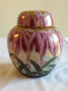 ANTIQUE JAPANESE CRACKLE GLAZE BOWL Vase Planter Urn Handpainted 