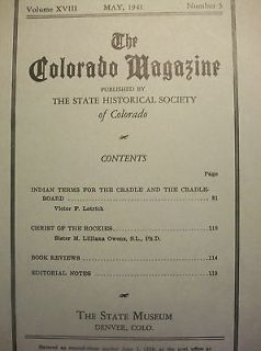   Colorado Historical Magazine Indian Terms for Cradle and Cradle Board