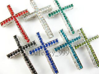 10 Austria Crystal Rhinestones Curved Charm Metal Cross Connectors 