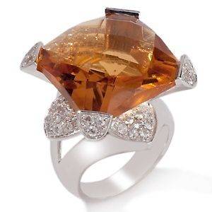   Lopez Checkerboard Cut Created Citrine & Topaz Sterling Ring Size 7