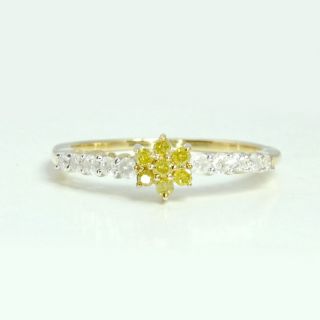 Cheap .33 ct Yellow Diamond Square Ring 14k Gold