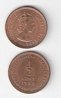   TERRITORIES ½ Cent COIN World Currency Money 1955 Queen KM 1