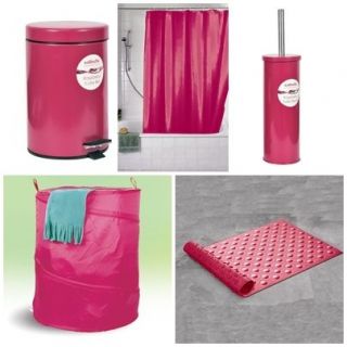 MATCHING RASPBERRY RED BATHROOM ACCESSORIES COLOUR CO ORDINATED RANGE