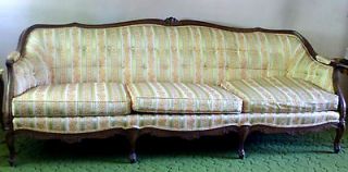 Vintage French Provincial Sofa / couch, Wood trim, Exquisite Fabric