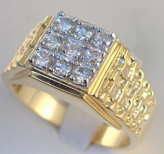 STONE NUGGET MENS RING 14K gold overlay size 11