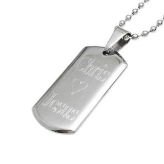Stainless Steel Personalized 1 1/4 Dog Tag Pendant with Necklace