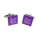 Purple Square Wedding Cufflinks in Gift Bag