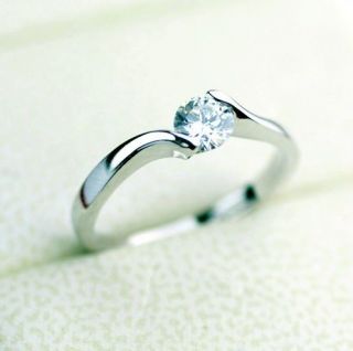 18K White Gold Gp Swarovski Crystal Wedding Unique Ring # 6,7,8 