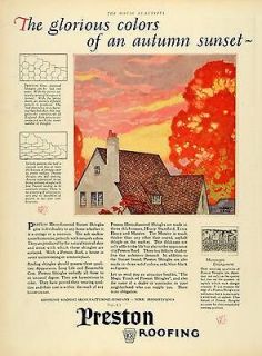 1925 Ad Autumn Sunset Preston Hexo Diamond Shingles Roofing Material 