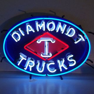 Neon Sign Diamond T Trucks Oil Gas Garage open lamp Man cave Mechanic 