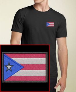 Puerto Rican Flag EMBROIDERED Black Puerto Rico T Shirt