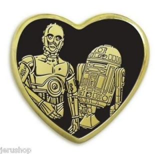 Rare Star Wars R2 D2 Variety Gold Heart Shaped Pin +1 Gold Plated 