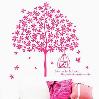 Removable Wall Stickers Art Decor Decals Tree Bird Cage Colorful Maple