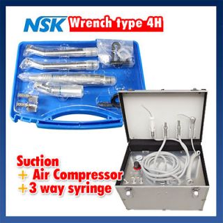 Dental Portable Turbine Unit Suction Air Compressor + NSK High Low 