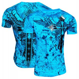   Winged Cross Turquoise Graphic Designer Tshirt MMA Tee UFC Tattoo GOD