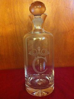 New In Box Cypress Etched Monogram C Whiskey Decanter Glass with 
