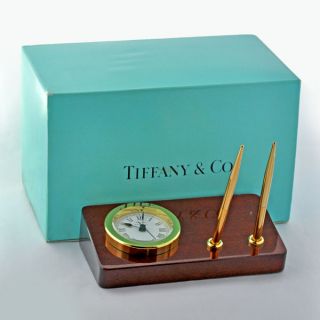 Beautiful Tiffany & Co. Portfolio Desktop Alarm Clock With 2 Ball Pens