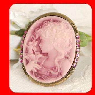   Victorian pink Vintage st CAMEO Pin Brooch Pendants for necklace