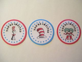   The Cat in the Hat Birthday Party or Baby Shower Envelope Seals (12ct