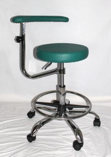MEDICAL DENTAL ASSISTANTS STOOL/CHAIR W/FOOTRING GREEN