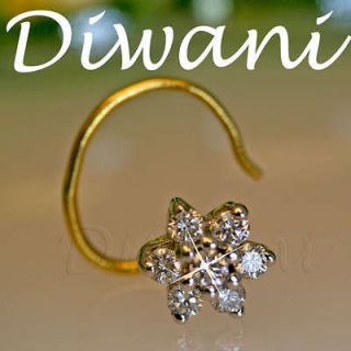   Flower Wedding Engagement 14k Gold Nose Piercing Ring Stud pin