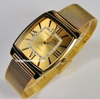 New Christin Lars Mens 18 Carat Gold Plated Watch, Stainless Steel 