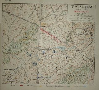 MAP/BATTLE PLAN ~ QUATRE BRAS JUNE 16th 1815 SITUATION AT 3pm ~ TROOP 