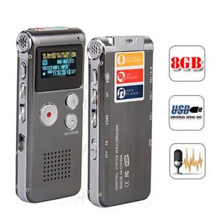 Steel Rechargeable 8GB Digital Voice Recorder 650Hr Dictaphone MP3 