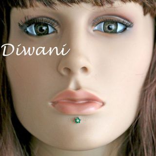 Real Diamonds & Amethyst Flower Nose Lip Labret Monroe Piercing Screw 
