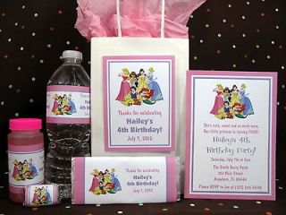 Disney Princess Birthday PDF CD w/ Invitations Favor Tag Water Candy 