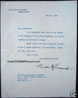 Franklin D. Roosevelt Autographed Letter Signed PSA/DNA  Great 