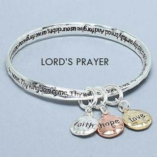 Lords Prayer Inspirational Religious Sentiment Charm Bracelet 