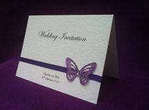 50 Butterfly Ribbon Handmade Personalised Wedding Invitation Card