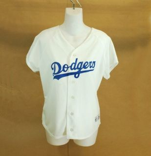 MAJESTIC MLB LOS ANGELES DODGERS HOME WOMEN SIZE JERSEY WHITE WITH 