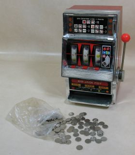   TOY GAME Slot Machine Tokens Red Black Silver 12 Tall DOES NOT WORK