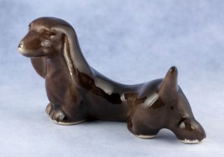 Vintage Ceramic Pottery Extra Long Curvy Dachshund Dog Figurine