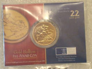 2000 MILLENNIUM £5 FIVE POUND GOLD BULLION SOVEREIGN COIN STILL MINT 