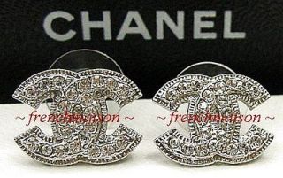 AUTHENTIC CHANEL 2012 Crystal CC Logo Silver Classic Large Charm 