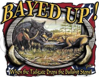 BAYED UP Bull Dogs Hog Rebel Flag Tail Gate Drop BS Stops New Adult T 