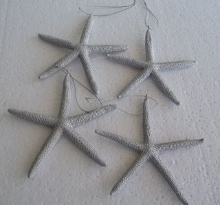 SILVER STARFISH ORNAMENTS Real Starfish Seashell Christmas Ornaments