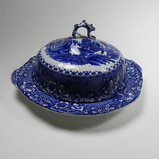 Alhambra Blue & White Plate Dome Cover England Staffordshire 