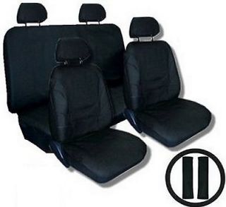 GREY BLACK Car Seat Covers SET w/ Steering Wheel Cover & Belt Shoulder 