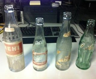 Vintage Soda Bottles Lot Of 4 Nehi Pepsi Coca Cola West Park Coke 