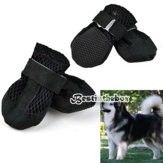 4Sizes Pet Dog Cute Booties Shoes Air Holes Suede Black Synthetic Boot