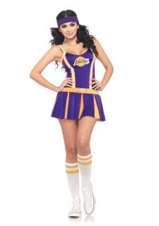 Sexy licensed NBA Los Angeles Lakers Cheerleader Dress Adult Costume 