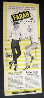   Farah of Texas Illustrated Boys in Jeans at Soda Fountain Print Ad