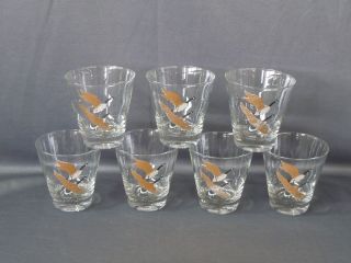   Vintage Mid Century Cocktail Drinking Rock Glasses Geese? Ducks 1960s
