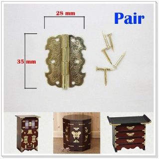 PAIR Brass Mini Furniture Cabinet Antique Butterfly Door Hinges 