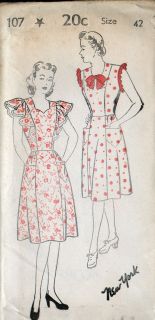 UNUSED 40s NEW YORK Pattern   PINAFORE   Apron   Dress   BUST 42