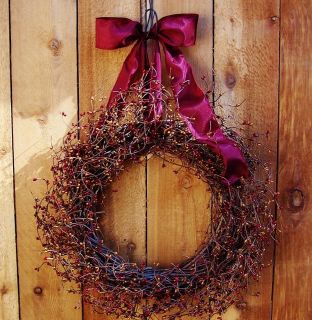 Country Fall Door Wreath Holiday Thanksgiving CRANBERRY BROWN Berry 